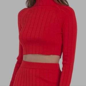 🆕HOUSE OF HARLOW beautiful red ribbed long sleeve crop top Large *🆕 *new
